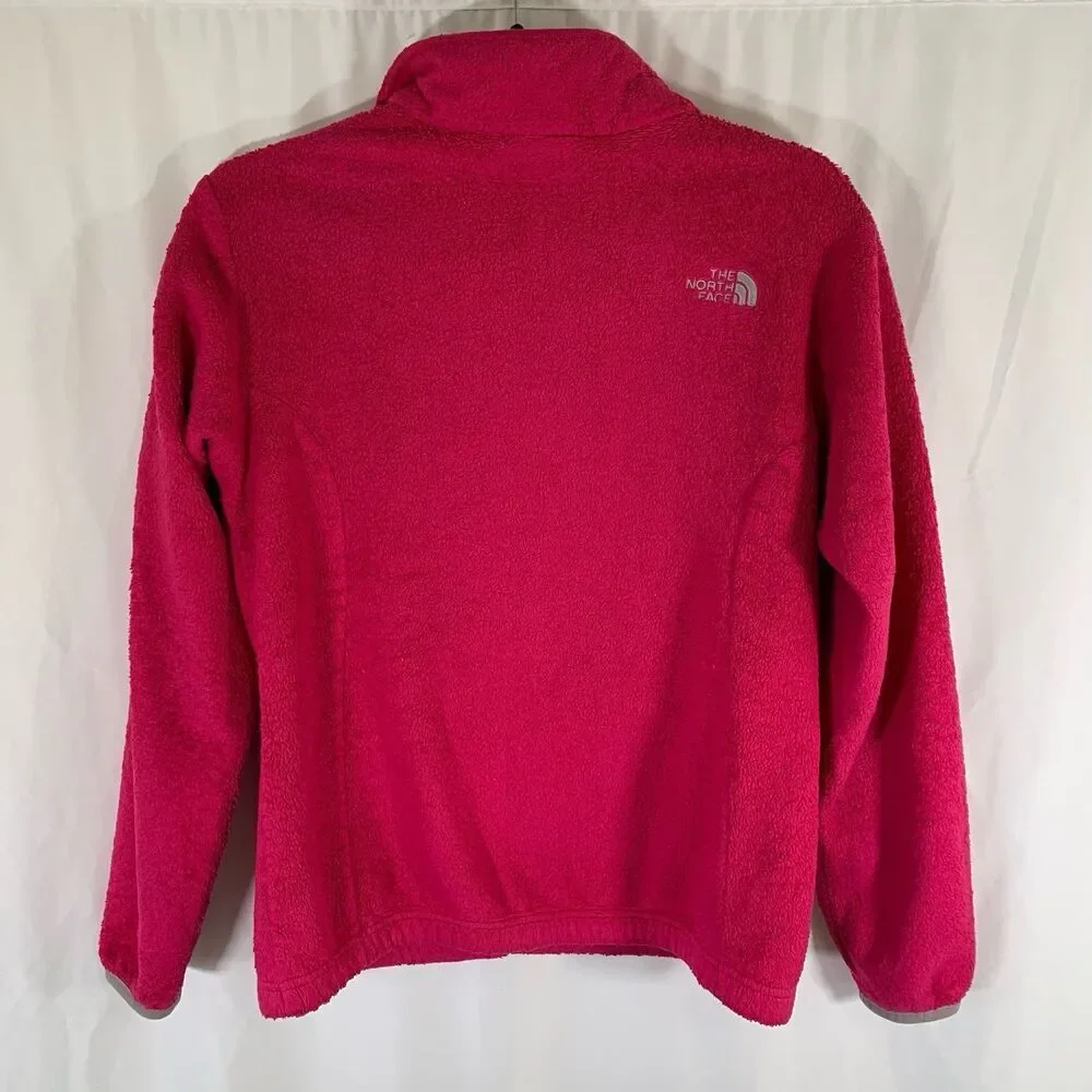 North Face Fleece Jacket Girls XL Pink Full Zip Rear Logo Zip Pockets polyester